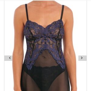 Wacoal Midnight Blue and Black Lace Chemise